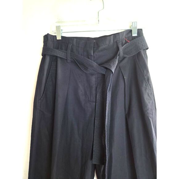 31 Phillip Lim Black 100% Cotton Paper Bag Straight Leg Tie Waist Trousers sz 2 - Picture 5 of 10